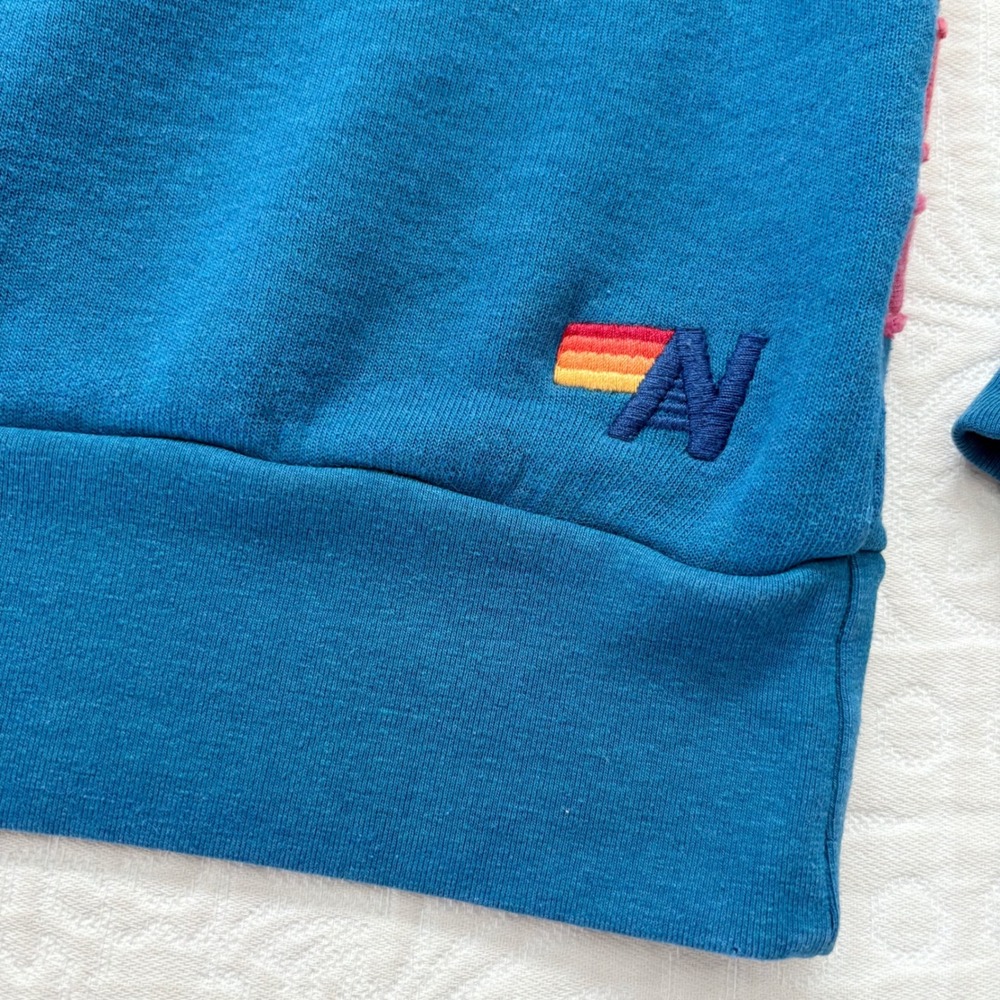 RARE Aviator Nation‎ Mountain Stripe Crewneck Sweatshirt, Blue - Picture 4 of 8